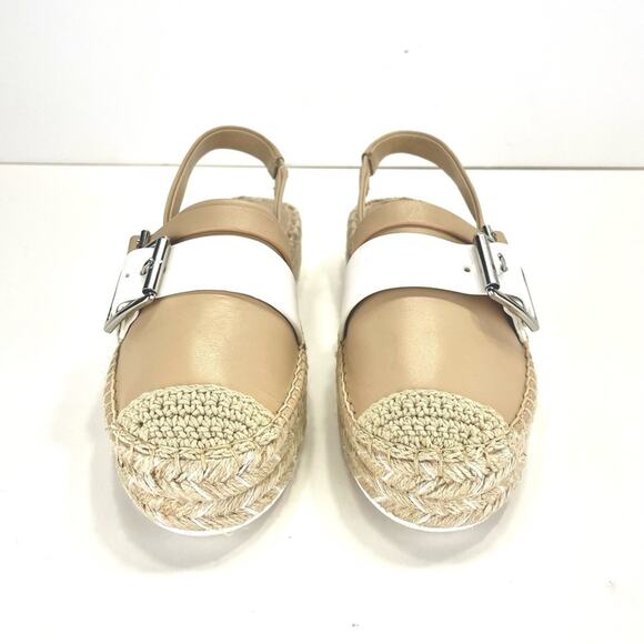 Karl Lagerfeld Alexi Sandal Sz 6.5 Tan Leather Espadrille Platform Slingback New - Picture 4 of 10